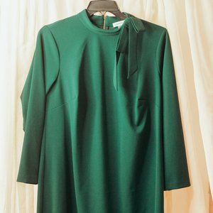 CALVIN KLEIN green long sleeve dress with gold zipper detail size 16W